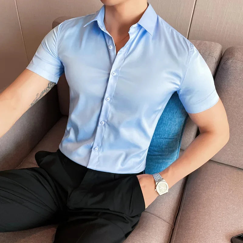 High Quality Men Business Casual Short Sleeved Shirt