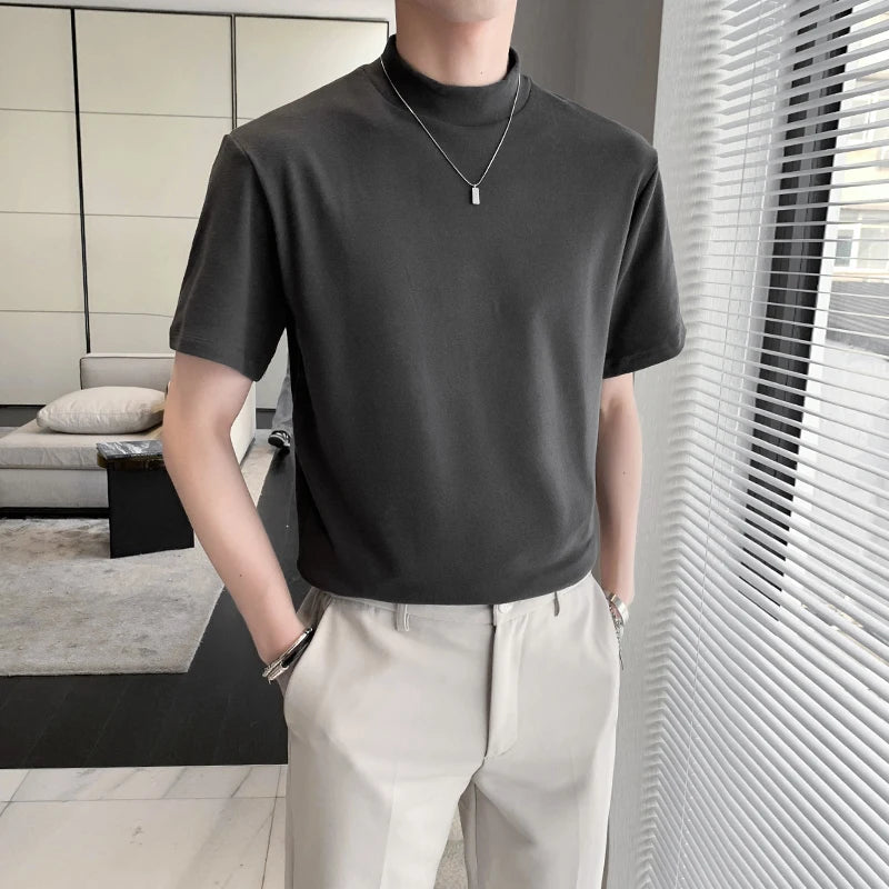 Men's Solid Turtleneck Slim Fit T shirt