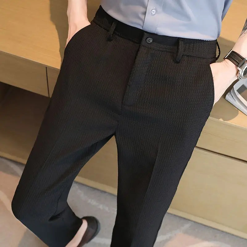 Smart Casual Men Buisness Solid Color Suit Pants Streetwear Fashion