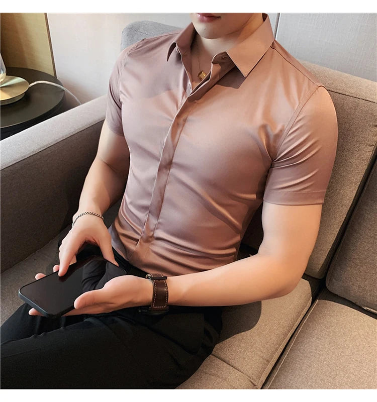 Men's Social Shirt High Quality  Short Sleeve Shirts  .It can be worn for office or casual wear