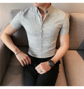 Fashionable British style Short Sleeve Striped Shirt for Men