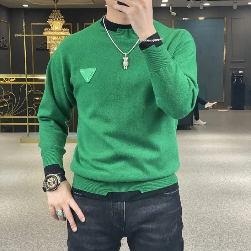 Men's Casual Sweater Long Sleeve Pullovers Fashion Crew Neck Sweatshirt