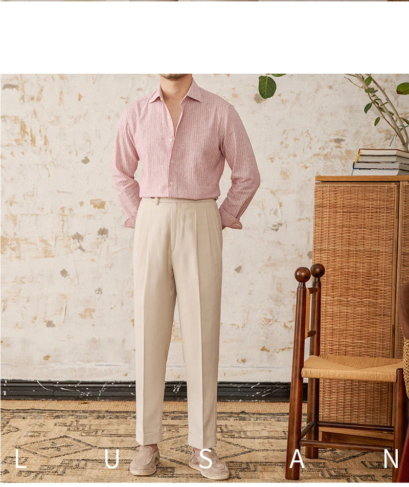 Trendy Men's Business Striped Casual Long-Sleeved Shirt