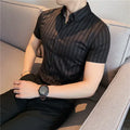2025 Summer Men Short Sleeve Striped Shirt