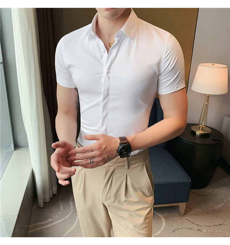 Men's Social Shirt High Quality  Short Sleeve Shirts  .It can be worn for office or casual wear