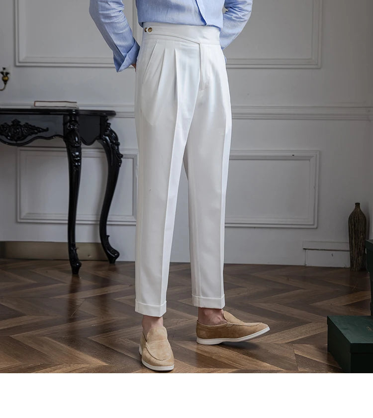 Italian-Style Retro Fashionable  Pants for Men High Waist