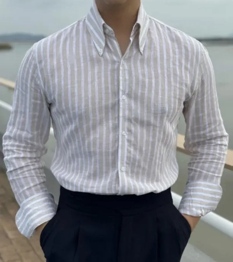 Italian  Cotton Linen Shirt British Style For Men