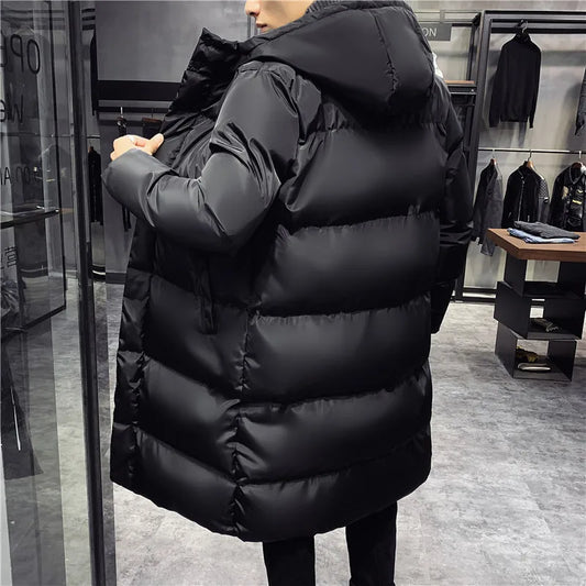 Men Winter Parka Hooded Casual Long Down Cotton Jacket
