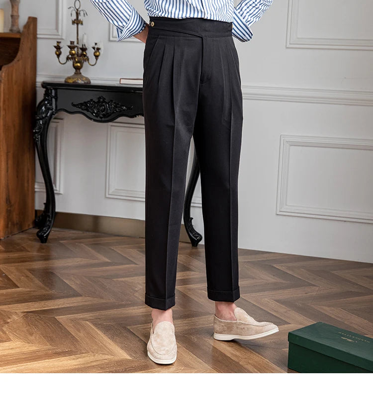 Italian-Style Retro Fashionable  Pants for Men High Waist