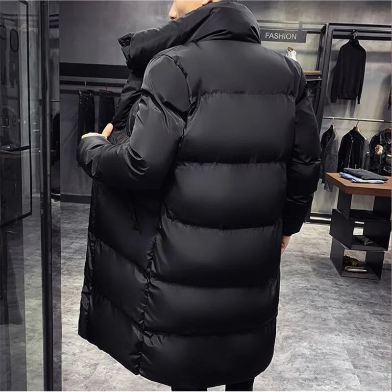 Men Winter Parka Hooded Casual Long Down Cotton Jacket