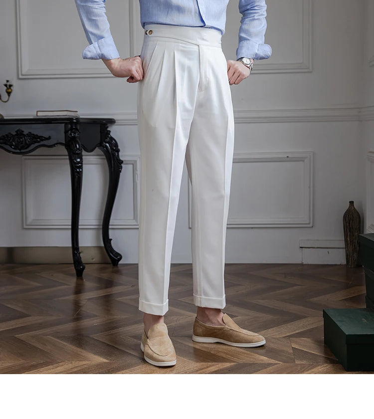 Italian-Style Retro Fashionable  Pants for Men High Waist