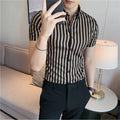 2025 Summer Men Short Sleeve Striped Shirt