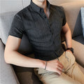 Fashionable British style Short Sleeve Striped Shirt for Men