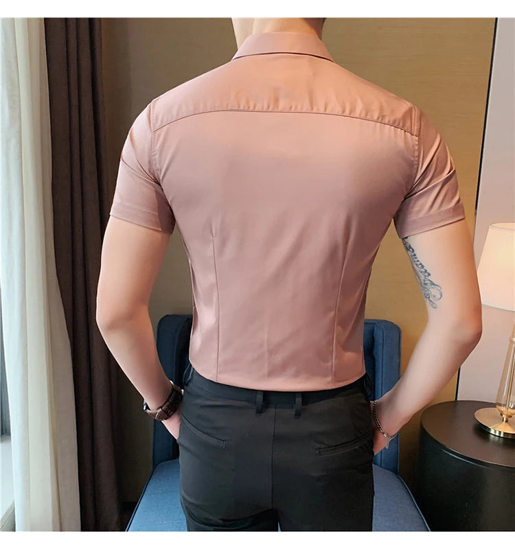 Men's Social Shirt High Quality  Short Sleeve Shirts  .It can be worn for office or casual wear