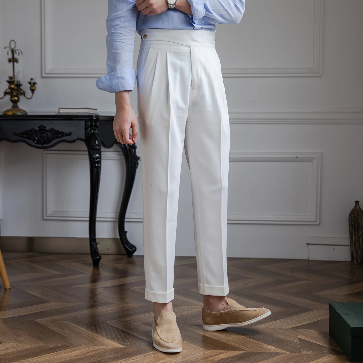 Italian-Style Retro Fashionable  Pants for Men High Waist