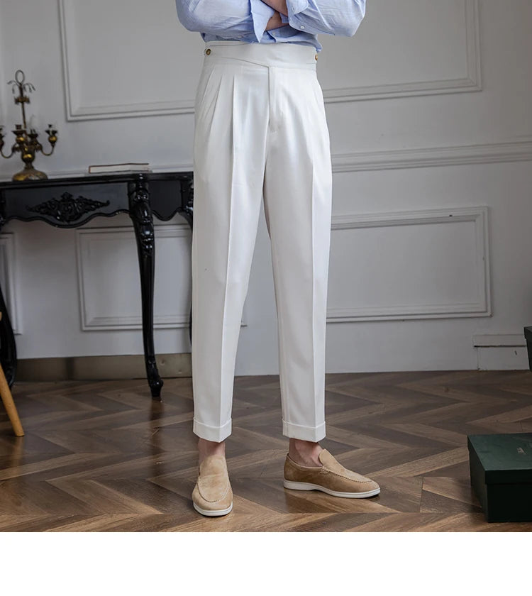 Italian-Style Retro Fashionable  Pants for Men High Waist