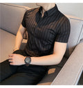 2025 Summer Men Short Sleeve Striped Shirt