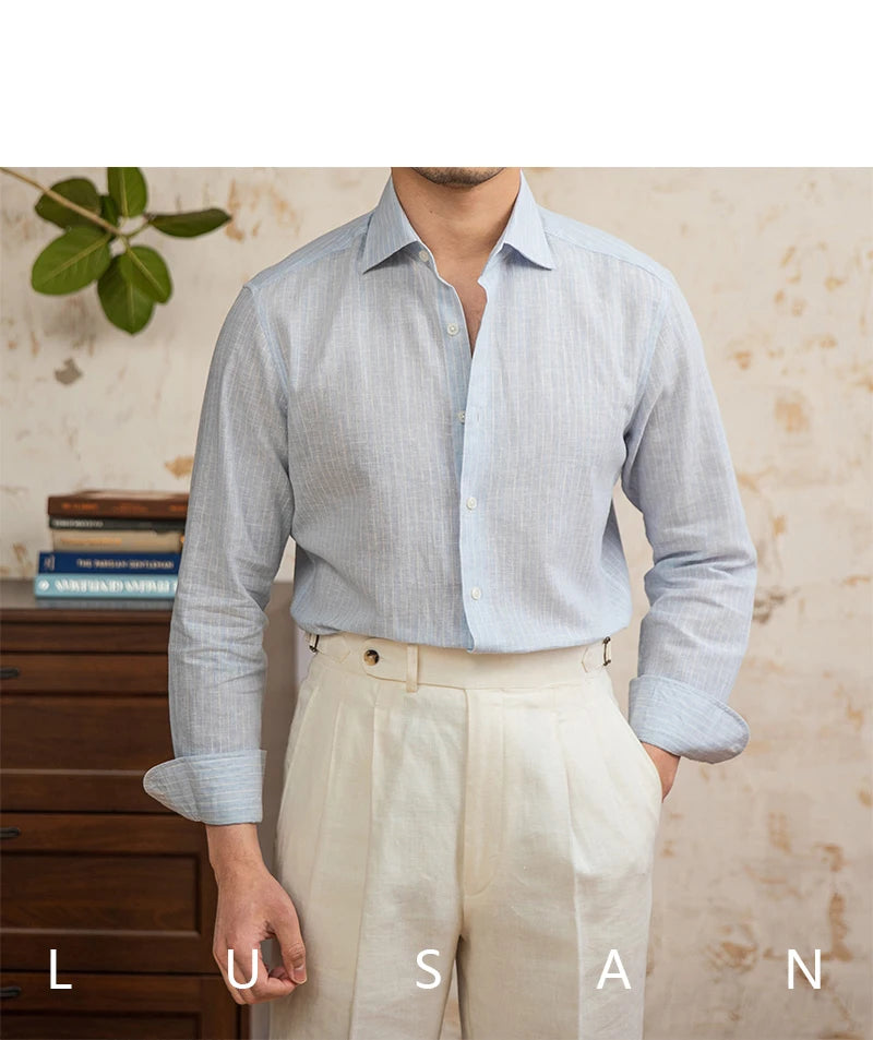 Trendy Men's Business Striped Casual Long-Sleeved Shirt