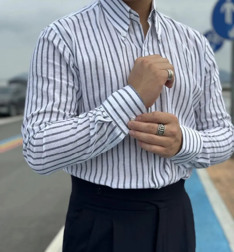 Italian  Cotton Linen Shirt British Style For Men