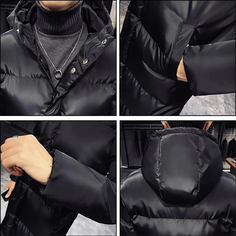 Men Winter Parka Hooded Casual Long Down Cotton Jacket