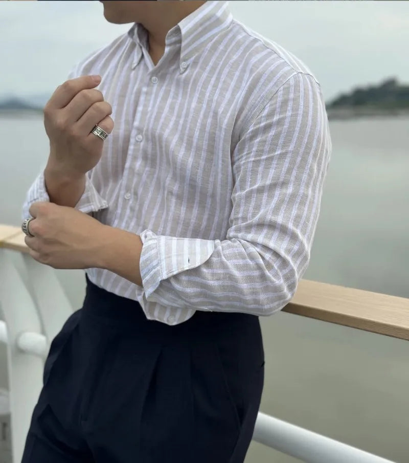 Italian  Cotton Linen Shirt British Style For Men