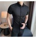 2025 Summer Men Short Sleeve Striped Shirt