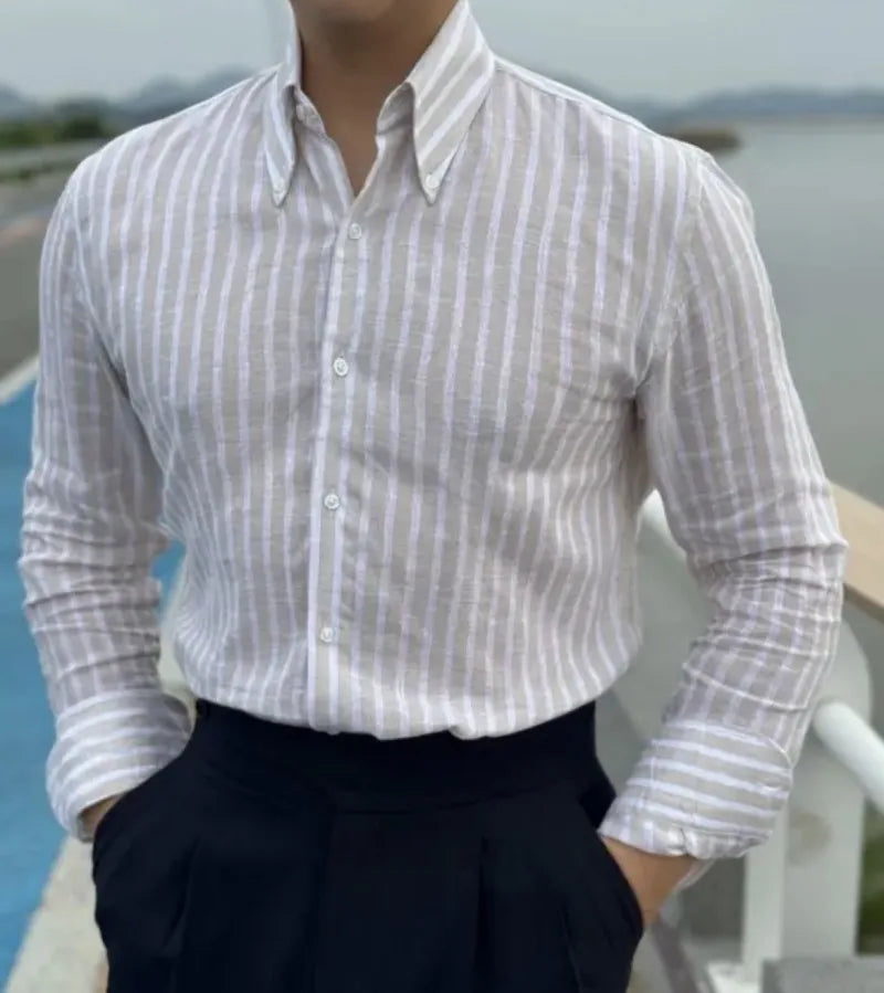 Italian  Cotton Linen Shirt British Style For Men