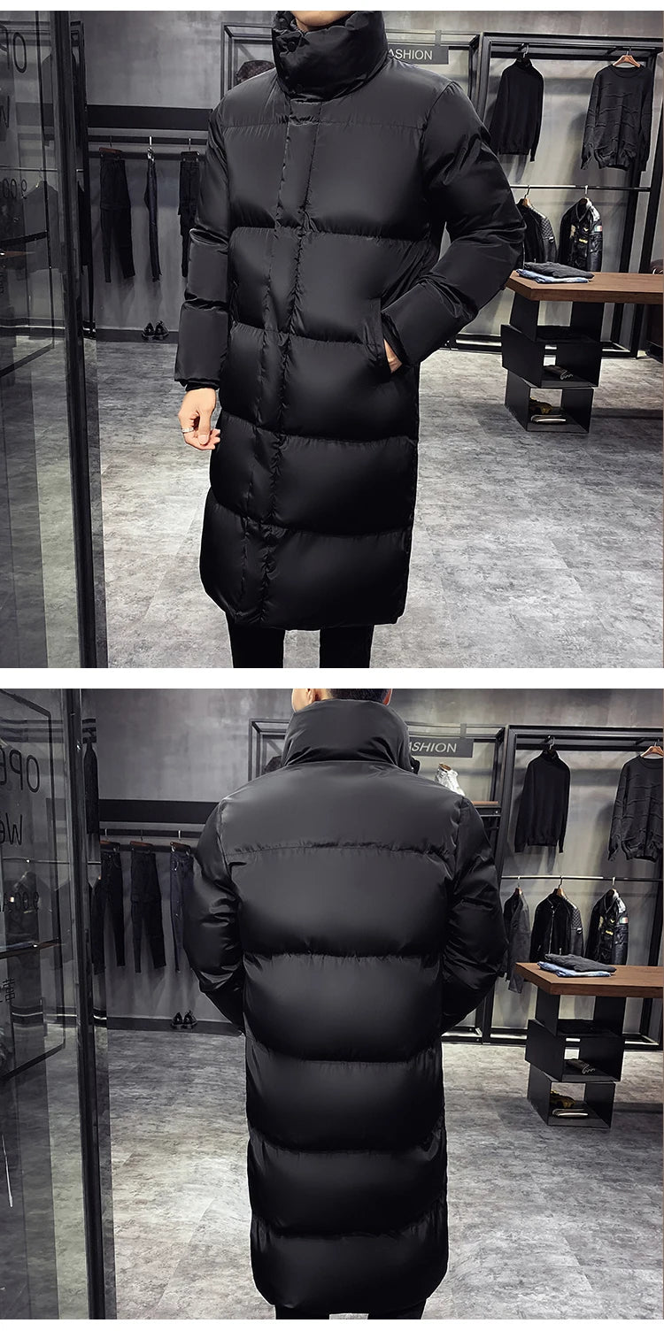 Men Winter Parka Hooded Casual Long Down Cotton Jacket