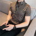 2025 Summer Men Short Sleeve Striped Shirt