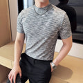 Camouflage T-shirt Men's Summer Half High Collar Slim Fit Short Sleeved Fashion