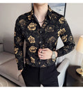Men's Latest  Fashionable  Long-Sleeved Floral Shirt