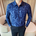 Men's Long-Sleeved  Floral Shirt with Elegant Pattern Design. Slim Fit for Casual & Business Occasions