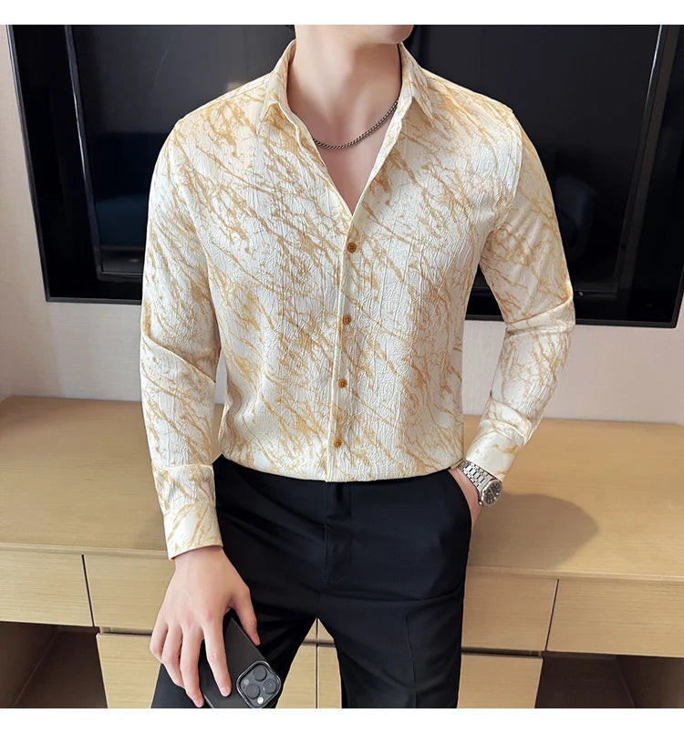 High Quality Men's Summer Long Sleeve Business  Shirt