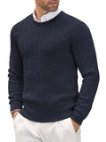 Men's All-Season Cable Knit Pullover Sweater with Rope Twist Pattern