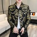 Men's Luxury Gold Jacquard Jacket for  Autumn Winter Season