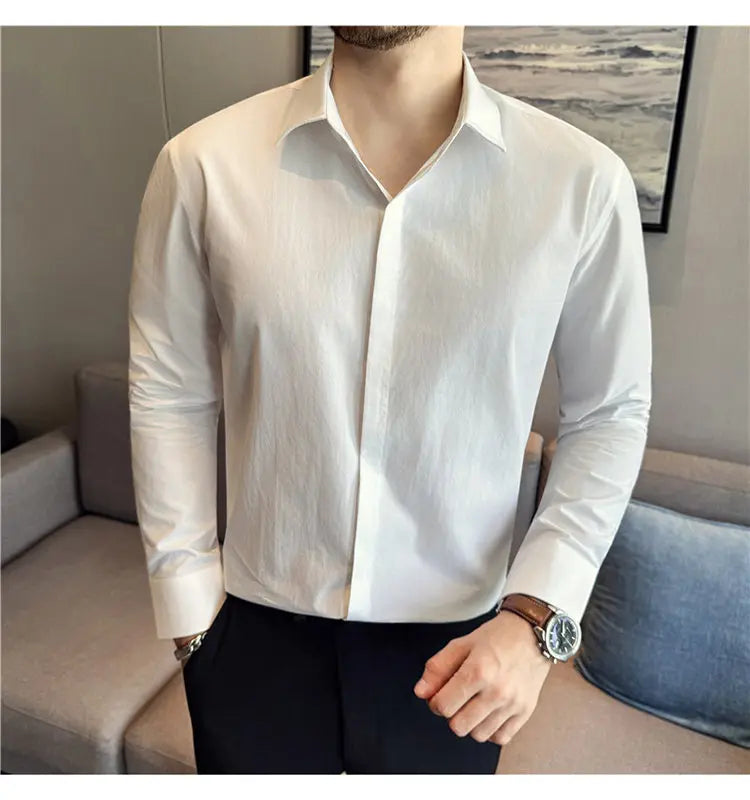 Cotton Men's Long - Sleeved Dress Shirt