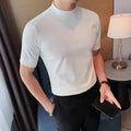 Turtleneck  Korean Luxury Clothing Short Sleeve T Shirt For Men