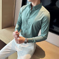 British Style Striped  Men' s Long Sleeve  Shirt