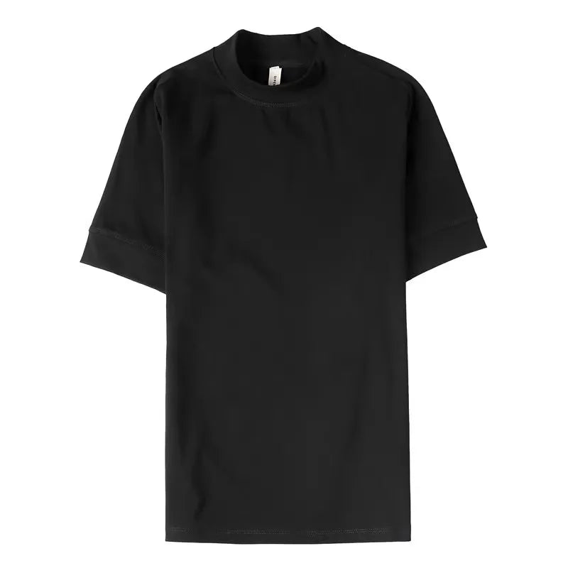Turtleneck  Korean Luxury Clothing Short Sleeve T Shirt For Men