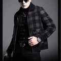 Latest  Autumn Winter Men's Plaid Printed Jacket Tops Men's Winter Casual Wool Slim Jacket