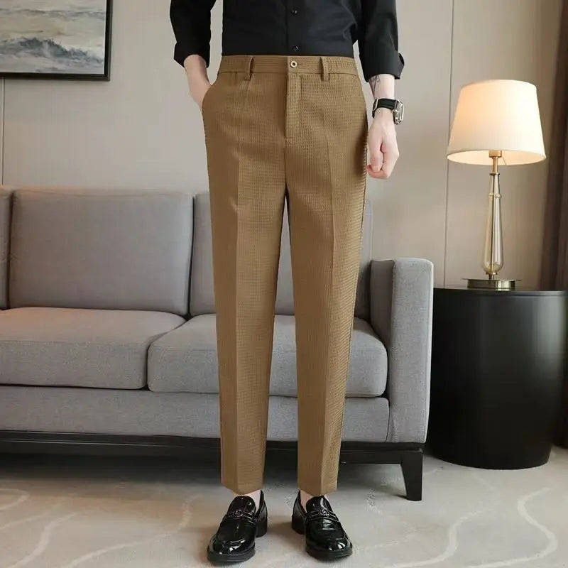Smart  Casual  Men Buisness  Solid Color Suit Pants   Streetwear Fashion