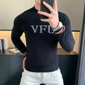 Men's Long Sleeve Casual Business Sweaters Slim Fit Round Necked