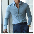 Men's Italian Collar Shirt, Wrinkle-free, Fashionable, Slim-fit