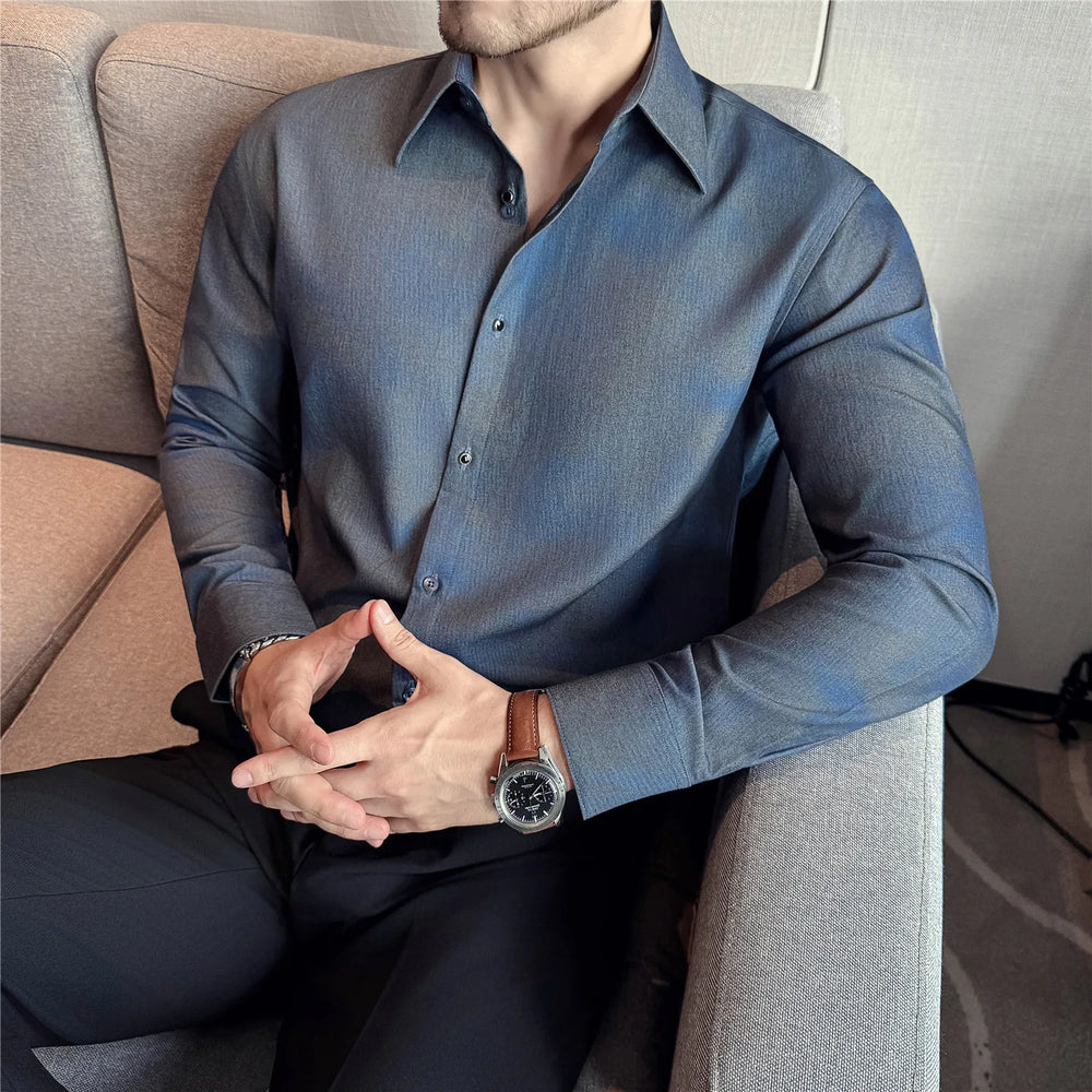 Men's Long Sleeved Casual Versatile Shirt British Style