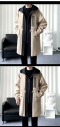 Fashionable Men's overcoat, high-quality hooded jacket, windproof, warm,