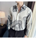 Men 's printed Floral long sleeved shirt