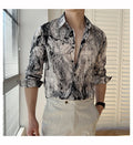 Men Draped Floral Contrast Shirt  Wrinkle-Resistant Flow   Casual Elegance