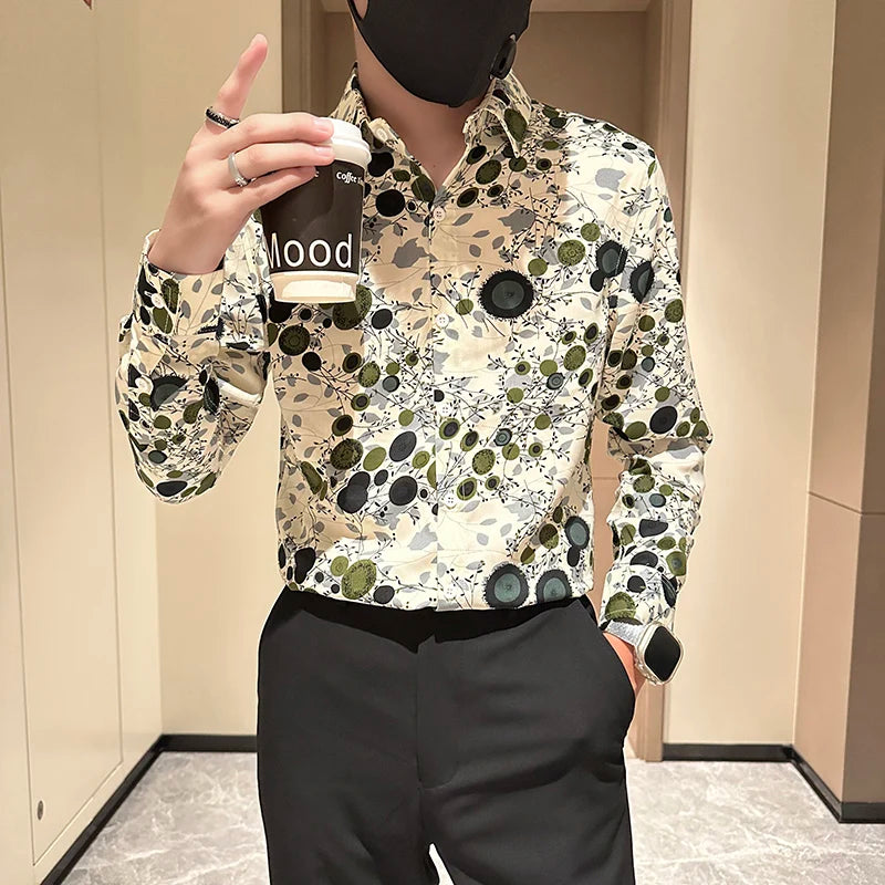 Hot Selling Long Sleeve Flower Shirt for Men