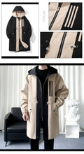 Fashionable Men's overcoat, high-quality hooded jacket, windproof, warm,