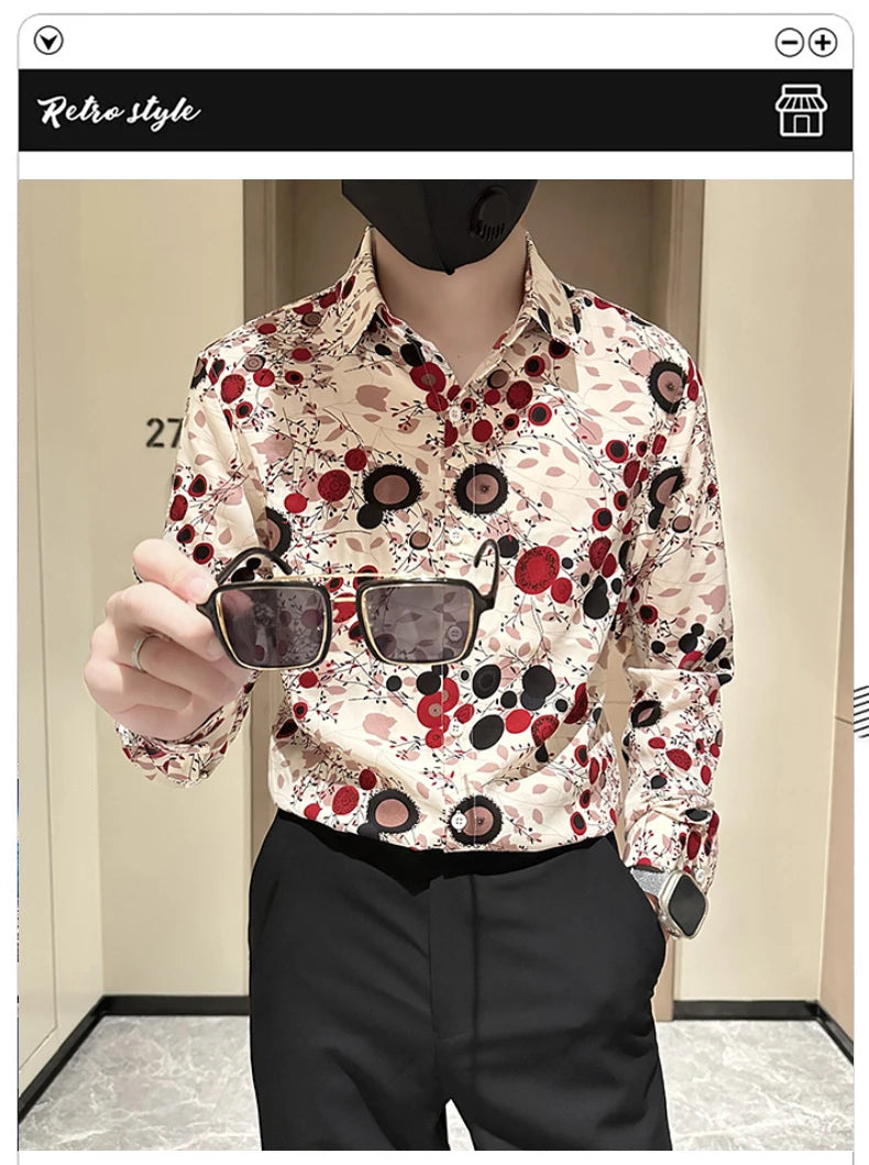 Hot Selling Long Sleeve Flower Shirt for Men